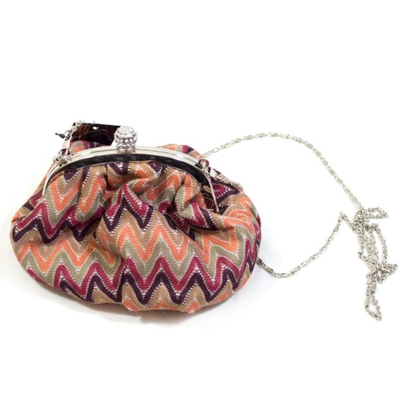 SASHA  Boho Orange Chevron Pattern Slouchy Bag - Picture 5 of 9